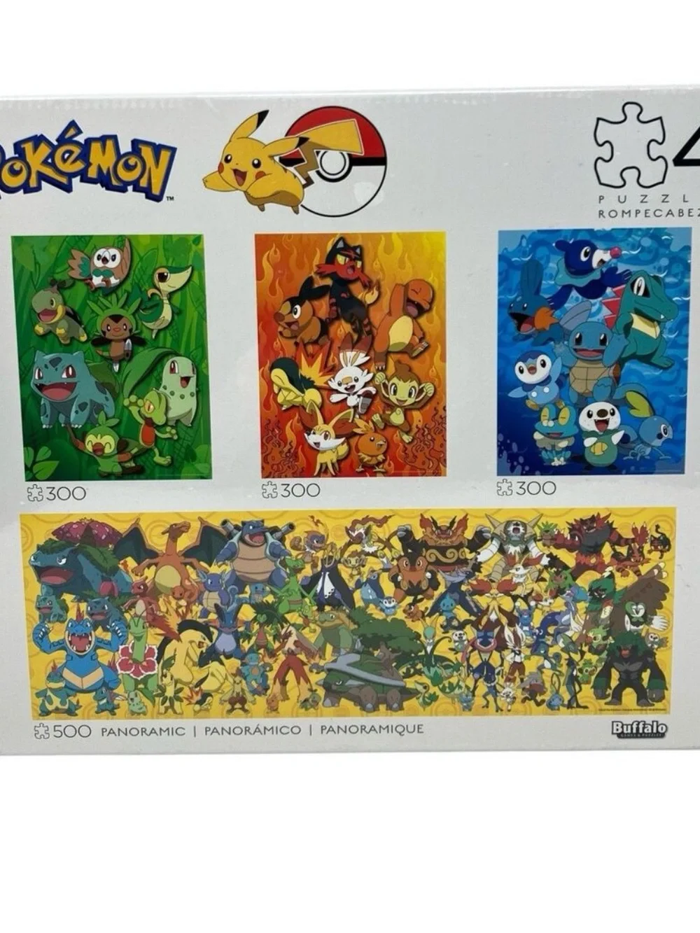 4 Pokémon Puzzles‎ Charizard Squirtle 300 500 Piece Panoramic Set Buffalo Games